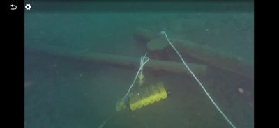 湖底障害物に引っ掛けた機器の状況