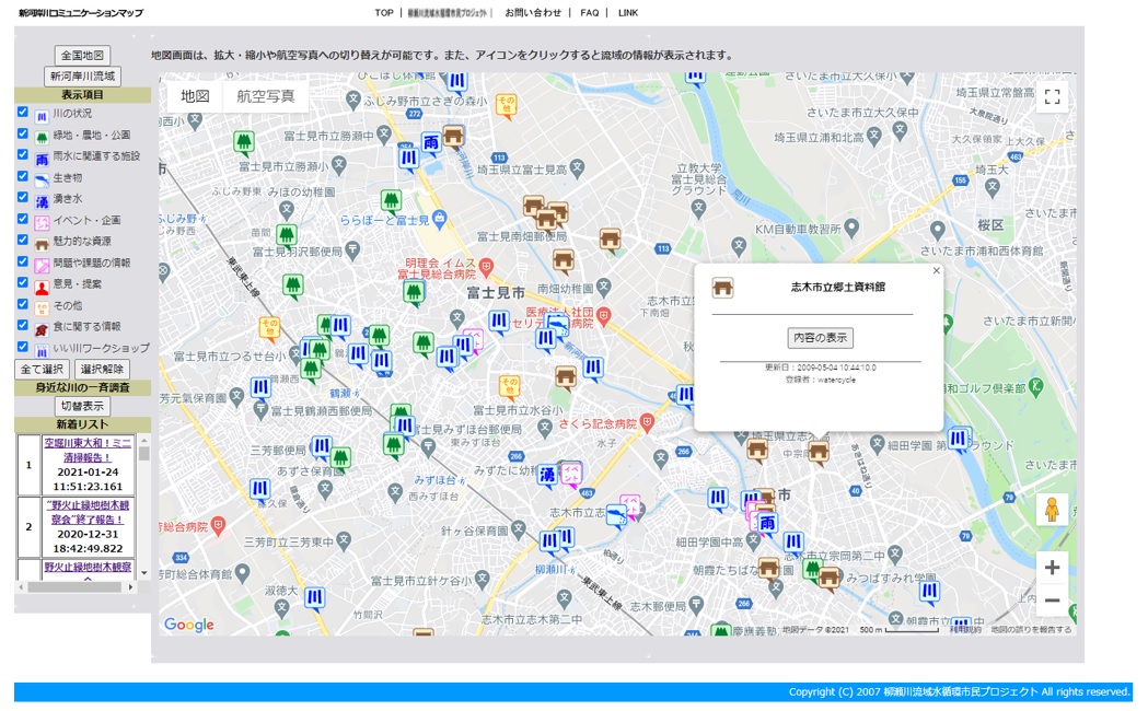 新河岸川流域コミュニケーションマップ(イメージ図)